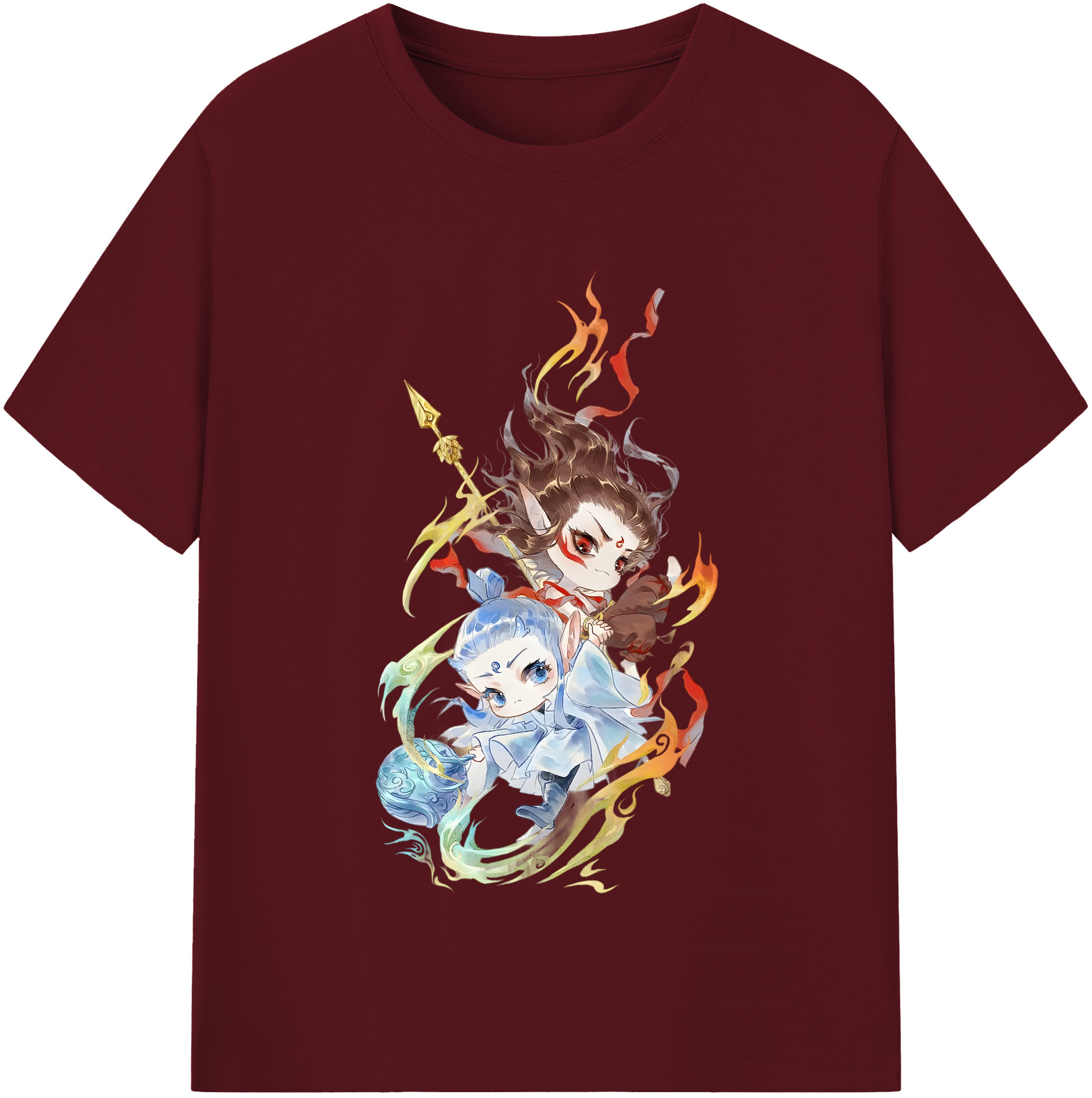 （画像用） Ne Zha 2 ナタ 魔童の大暴れ 綿100％半袖Tシャツ（フロントプリント）
